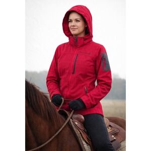 Free Country Womens Softshell Jacket Pink Faux Fur Lined Hooded Small RN 82608